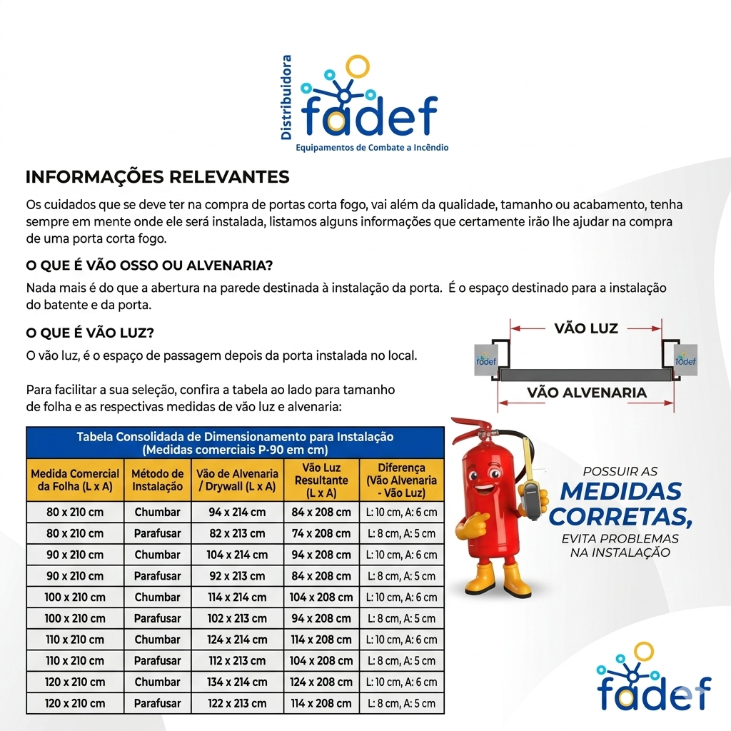 BANNER FADEF DISTRIBUIDORA INFORMANDO SOBRE VÃO DE PORTA CORTA FOGO